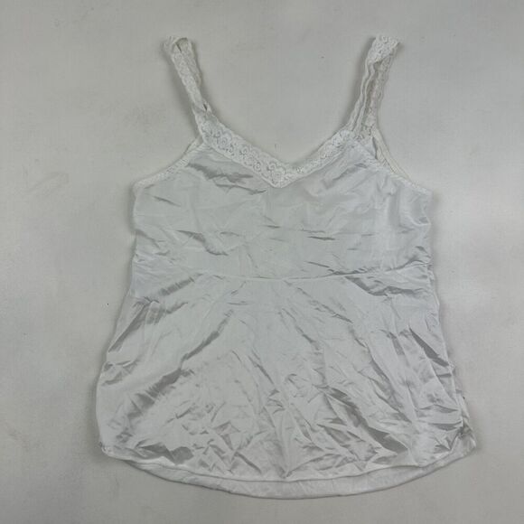 VTG Dixie Belle Lace Trim Nylon White Satin V-Neck Camisole Tank Sz 34 - Picture 8 of 8